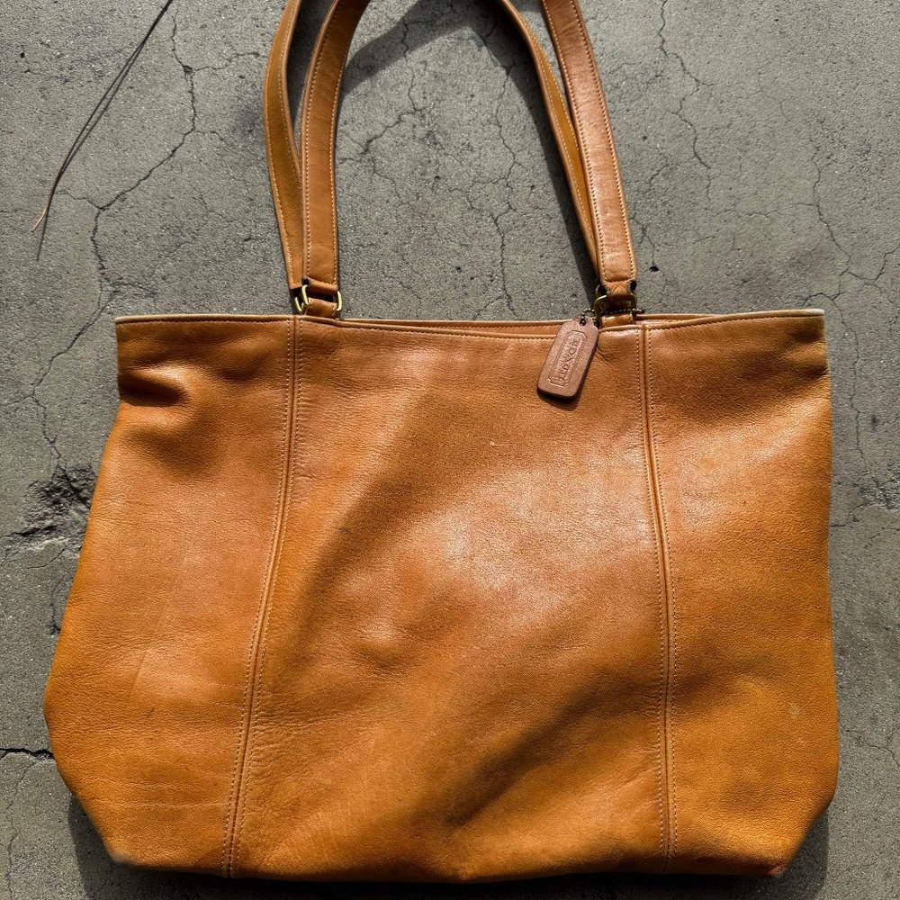 1980's Vintage Leather Coach Tote Bag